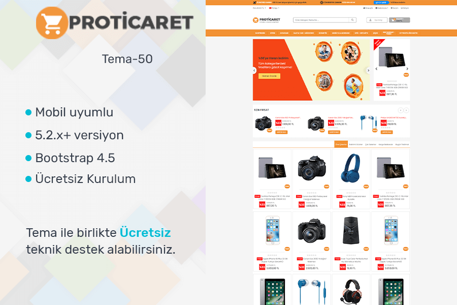 ProTicaret Çok Kategorili Satış Teması 50